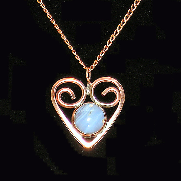Copper Blue Lace Heart