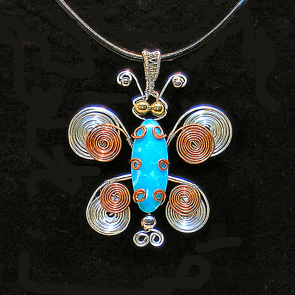 Whimsical Turquoise Wire Wrap Butterfly